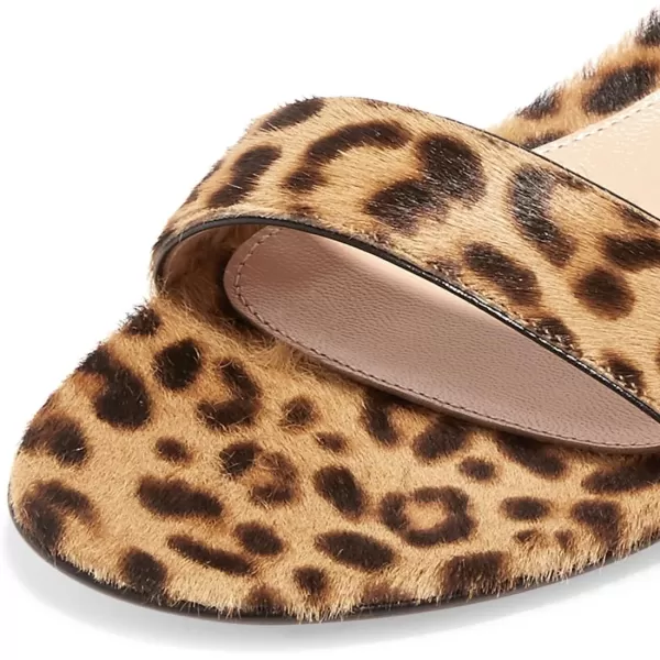 imageFSJ Women Ankle Strap Flats Sandal Open Toe Chunky Low Heel Comfortable Walking Shoes Size 415 USLeopard