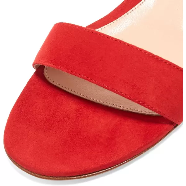 imageFSJ Women Ankle Strap Flats Sandal Open Toe Chunky Low Heel Comfortable Walking Shoes Size 415 USRed