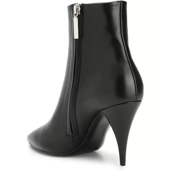 imageFSJ Women Classic Pointed Toe Ankle Boots High Cone Heel Leather Faux Suede Studded Rhinestones Leopard Short Booties Side Zipper Dress Shoes Size 415 USBlack
