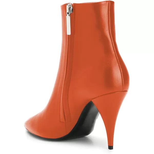 imageFSJ Women Classic Pointed Toe Ankle Boots High Cone Heel Leather Faux Suede Studded Rhinestones Leopard Short Booties Side Zipper Dress Shoes Size 415 USTomato