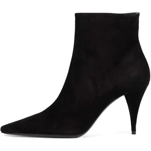 imageFSJ Women Classic Pointed Toe Ankle Boots High Cone Heel Leather Faux Suede Studded Rhinestones Leopard Short Booties Side Zipper Dress Shoes Size 415 USSuede