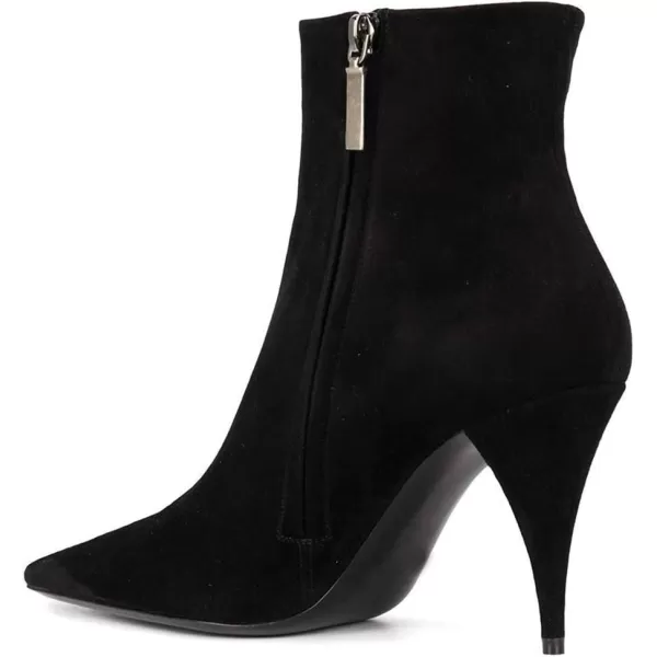 imageFSJ Women Classic Pointed Toe Ankle Boots High Cone Heel Leather Faux Suede Studded Rhinestones Leopard Short Booties Side Zipper Dress Shoes Size 415 USSuede