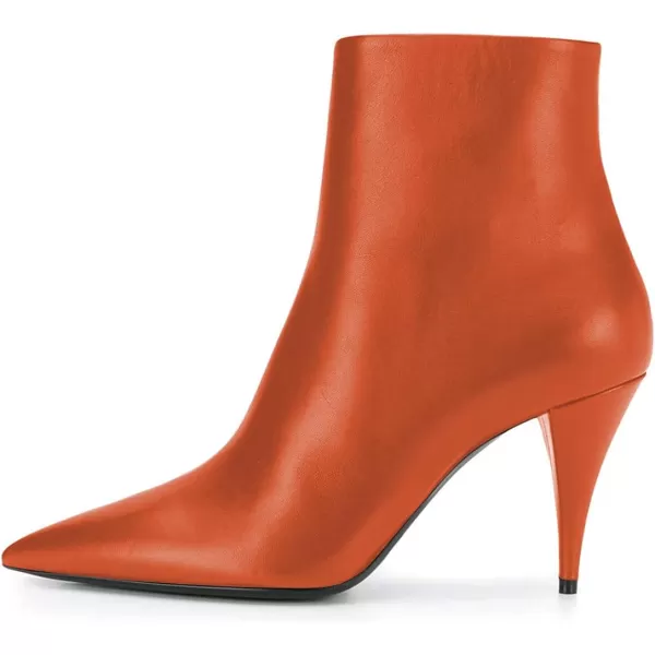 imageFSJ Women Classic Pointed Toe Ankle Boots High Cone Heel Leather Faux Suede Studded Rhinestones Leopard Short Booties Side Zipper Dress Shoes Size 415 USTomato