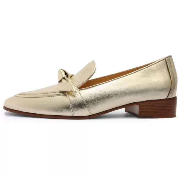 imageFSJ Women Comfy Round Toe Block Low Heel Flat Loafers Fashion Slip On Casual Walking Ladies Shoes Size 415 USBright Golden