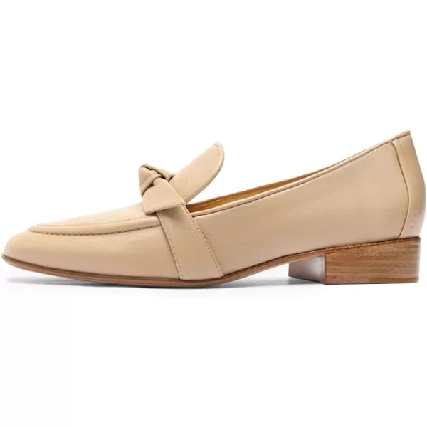 imageFSJ Women Comfy Round Toe Block Low Heel Flat Loafers Fashion Slip On Casual Walking Ladies Shoes Size 415 USNude