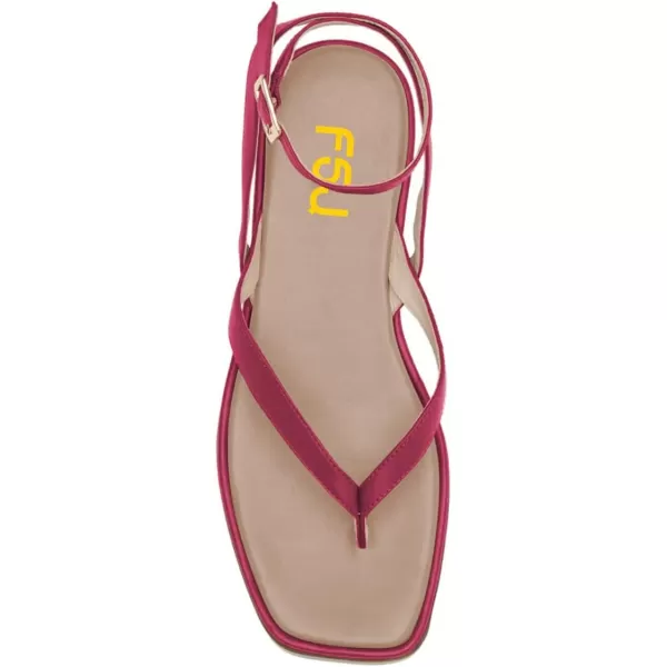 imageFSJ Women Fashion Thong Open Toe Thick Sole Flat Sandals Ankle Strap Ladies Holiday Summer Beach Walking Shoes Size 415 USDeep Pink