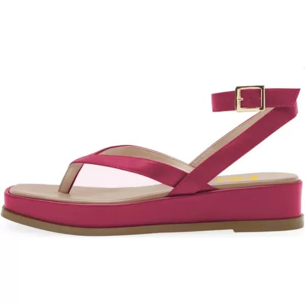 imageFSJ Women Fashion Thong Open Toe Thick Sole Flat Sandals Ankle Strap Ladies Holiday Summer Beach Walking Shoes Size 415 USDeep Pink