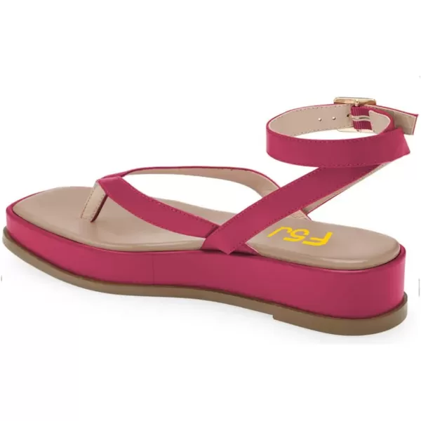 imageFSJ Women Fashion Thong Open Toe Thick Sole Flat Sandals Ankle Strap Ladies Holiday Summer Beach Walking Shoes Size 415 USDeep Pink