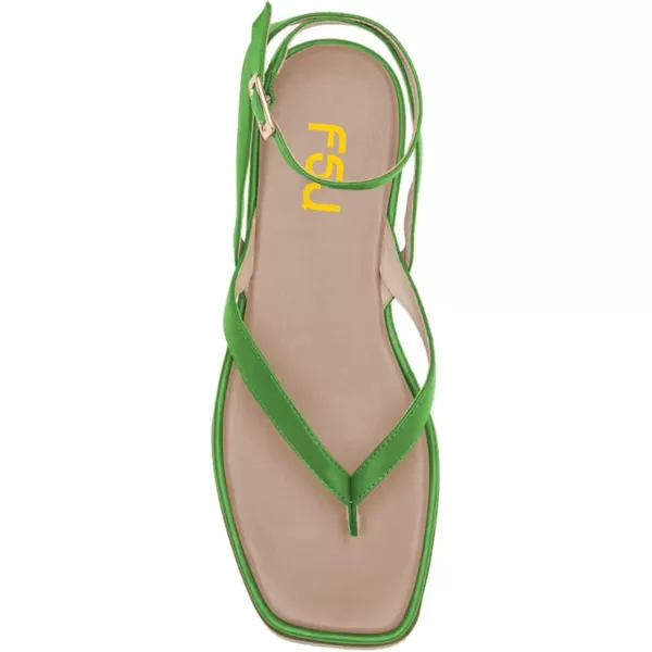 imageFSJ Women Fashion Thong Open Toe Thick Sole Flat Sandals Ankle Strap Ladies Holiday Summer Beach Walking Shoes Size 415 USGreen