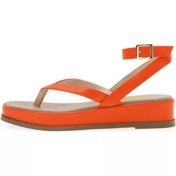 imageFSJ Women Fashion Thong Open Toe Thick Sole Flat Sandals Ankle Strap Ladies Holiday Summer Beach Walking Shoes Size 415 USOrange