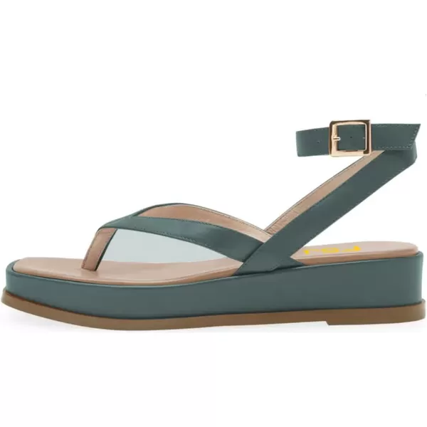 imageFSJ Women Fashion Thong Open Toe Thick Sole Flat Sandals Ankle Strap Ladies Holiday Summer Beach Walking Shoes Size 415 USTeal