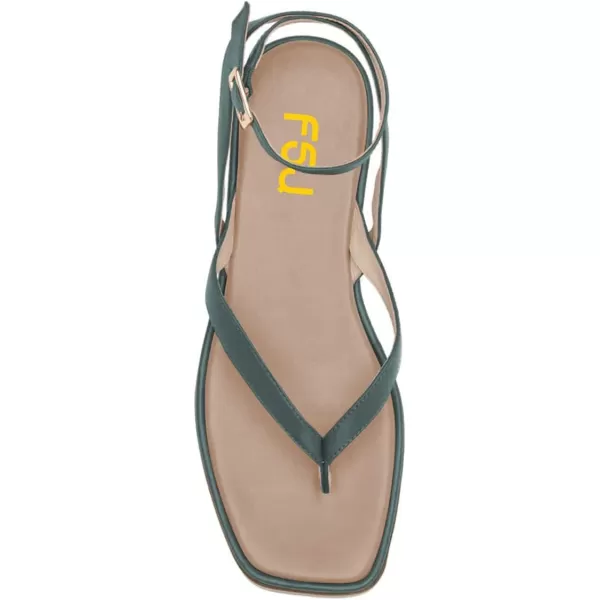 imageFSJ Women Fashion Thong Open Toe Thick Sole Flat Sandals Ankle Strap Ladies Holiday Summer Beach Walking Shoes Size 415 USTeal