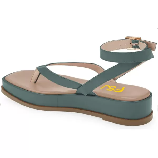 imageFSJ Women Fashion Thong Open Toe Thick Sole Flat Sandals Ankle Strap Ladies Holiday Summer Beach Walking Shoes Size 415 USTeal