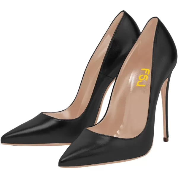 imageFSJ Women Gorgeous Pointed Toe High Stiletto Heel Pumps Slip On Glossy Party Prom Evening Date Shoes Size 416 USBlack Matte