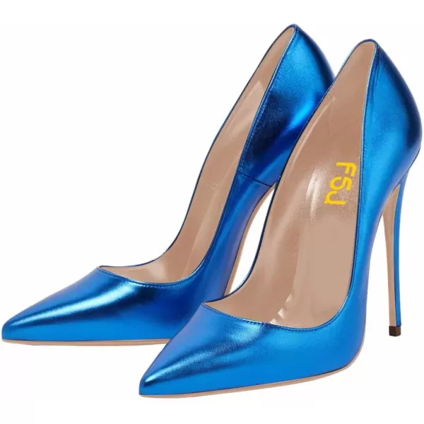 imageFSJ Women Gorgeous Pointed Toe High Stiletto Heel Pumps Slip On Glossy Party Prom Evening Date Shoes Size 416 USBlue