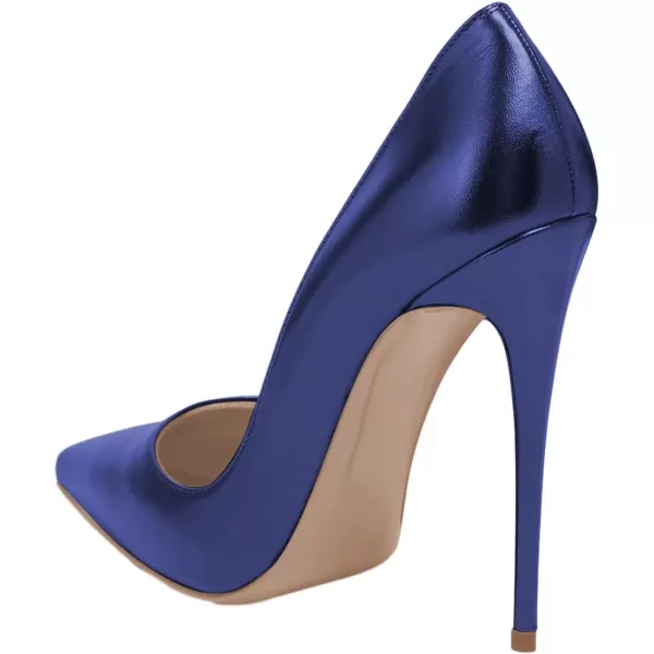 imageFSJ Women Gorgeous Pointed Toe High Stiletto Heel Pumps Slip On Glossy Party Prom Evening Date Shoes Size 416 USDark Blue