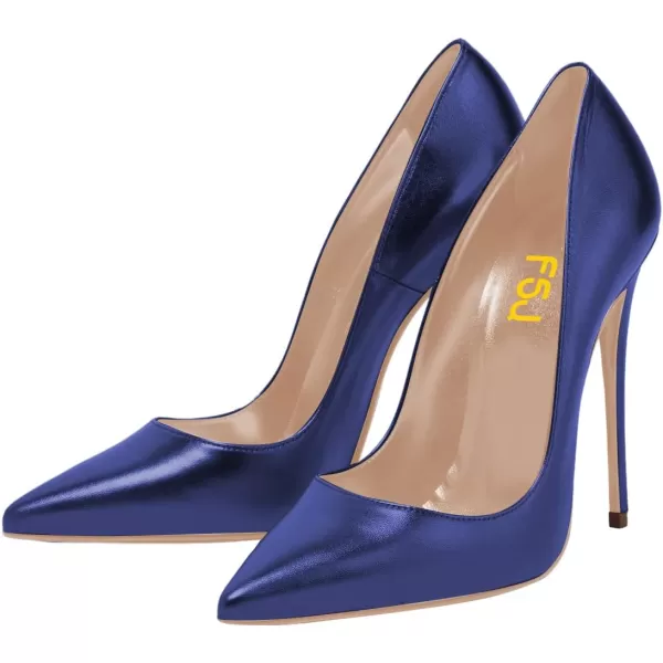 imageFSJ Women Gorgeous Pointed Toe High Stiletto Heel Pumps Slip On Glossy Party Prom Evening Date Shoes Size 416 USDark Blue