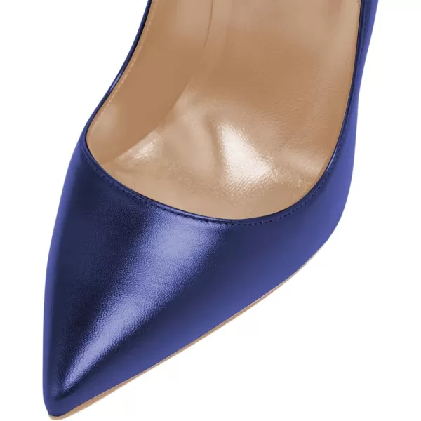 imageFSJ Women Gorgeous Pointed Toe High Stiletto Heel Pumps Slip On Glossy Party Prom Evening Date Shoes Size 416 USDark Blue