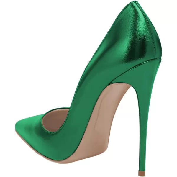 imageFSJ Women Gorgeous Pointed Toe High Stiletto Heel Pumps Slip On Glossy Party Prom Evening Date Shoes Size 416 USDark Green