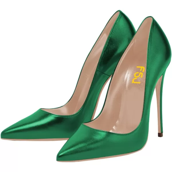 imageFSJ Women Gorgeous Pointed Toe High Stiletto Heel Pumps Slip On Glossy Party Prom Evening Date Shoes Size 416 USDark Green