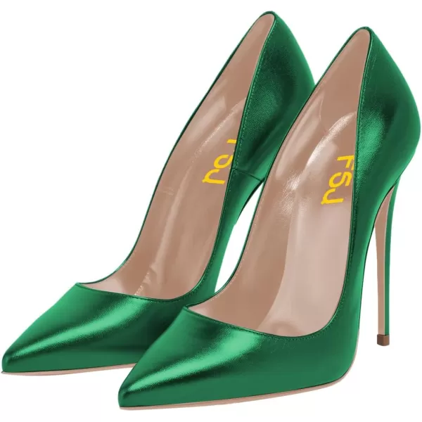 imageFSJ Women Gorgeous Pointed Toe High Stiletto Heel Pumps Slip On Glossy Party Prom Evening Date Shoes Size 416 USDark Green