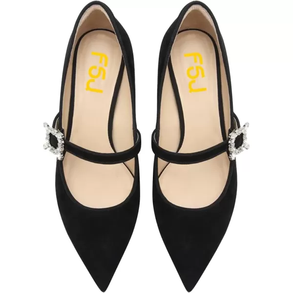 imageFSJ Women Graceful One Strap Crystal Buckle Pumps Kitten Heel Slip On Party Dress Office Casual Ladies Shoes Size 415 USBlack