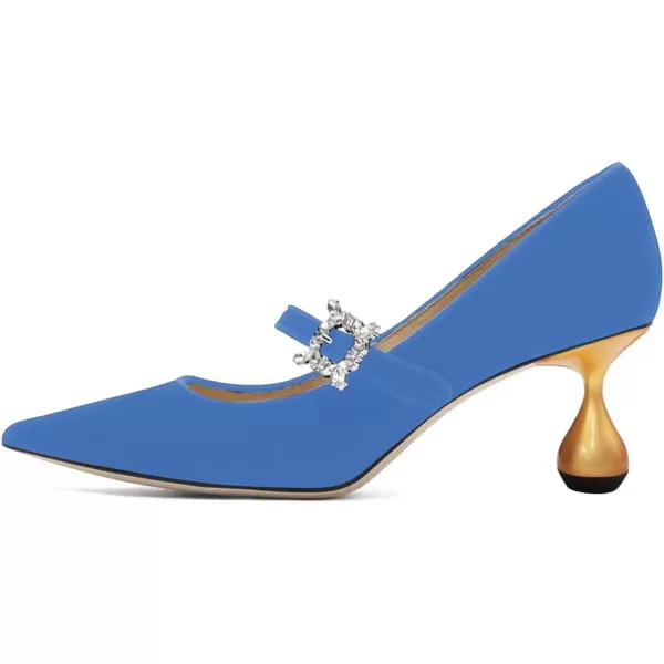 imageFSJ Women Graceful One Strap Crystal Buckle Pumps Kitten Heel Slip On Party Dress Office Casual Ladies Shoes Size 415 USBlue