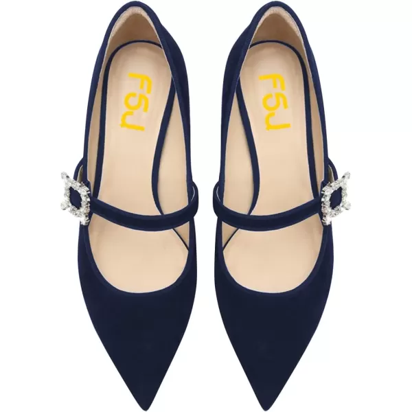 imageFSJ Women Graceful One Strap Crystal Buckle Pumps Kitten Heel Slip On Party Dress Office Casual Ladies Shoes Size 415 USDark Blue