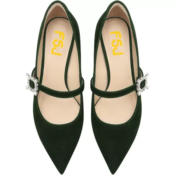 imageFSJ Women Graceful One Strap Crystal Buckle Pumps Kitten Heel Slip On Party Dress Office Casual Ladies Shoes Size 415 USDark Green