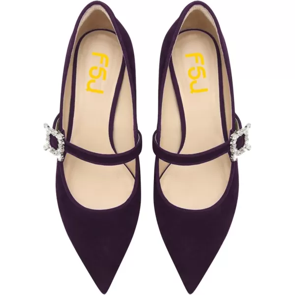 imageFSJ Women Graceful One Strap Crystal Buckle Pumps Kitten Heel Slip On Party Dress Office Casual Ladies Shoes Size 415 USDark Purple