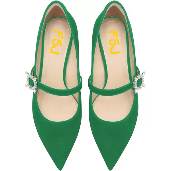 imageFSJ Women Graceful One Strap Crystal Buckle Pumps Kitten Heel Slip On Party Dress Office Casual Ladies Shoes Size 415 USGreen