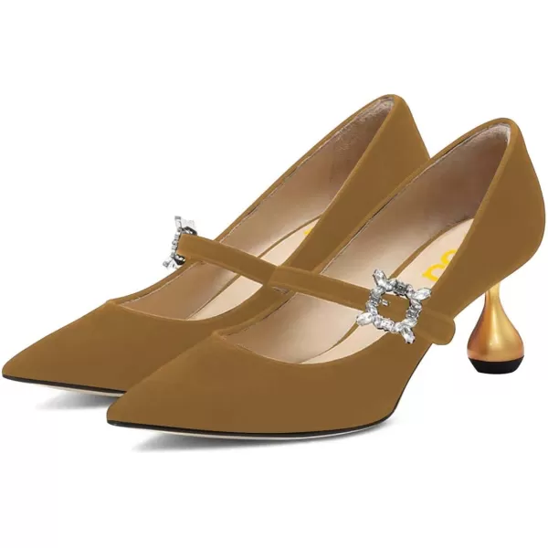 imageFSJ Women Graceful One Strap Crystal Buckle Pumps Kitten Heel Slip On Party Dress Office Casual Ladies Shoes Size 415 USPeru
