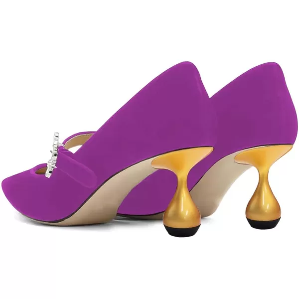 imageFSJ Women Graceful One Strap Crystal Buckle Pumps Kitten Heel Slip On Party Dress Office Casual Ladies Shoes Size 415 USPurple