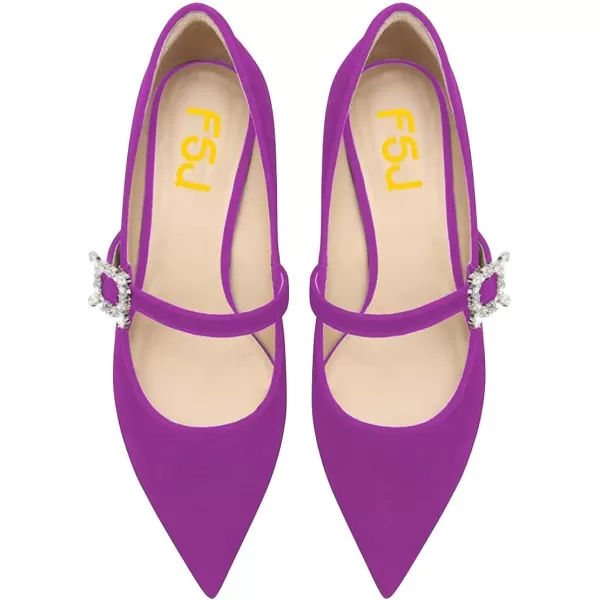 imageFSJ Women Graceful One Strap Crystal Buckle Pumps Kitten Heel Slip On Party Dress Office Casual Ladies Shoes Size 415 USPurple