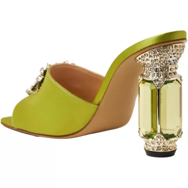 imageFSJ Women Luxury Square Crystal High Heel Sandals Mule Open Toe Rhinestone Block Heel Slip On Comfort Evening Party Dress Gem Slides Shoes Size 416 USKelly