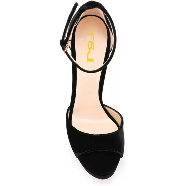 imageFSJ Women Super High Heeled Platform Sandals Peep Toe Sexy Summer Ankle Strap Party Evening Clubbing Shoes Size 415 USBlack
