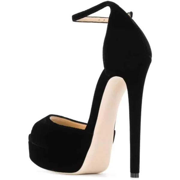 imageFSJ Women Super High Heeled Platform Sandals Peep Toe Sexy Summer Ankle Strap Party Evening Clubbing Shoes Size 415 USBlack