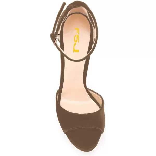 imageFSJ Women Super High Heeled Platform Sandals Peep Toe Sexy Summer Ankle Strap Party Evening Clubbing Shoes Size 415 USBrown
