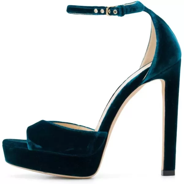 imageFSJ Women Super High Heeled Platform Sandals Peep Toe Sexy Summer Ankle Strap Party Evening Clubbing Shoes Size 415 USDark Cyan