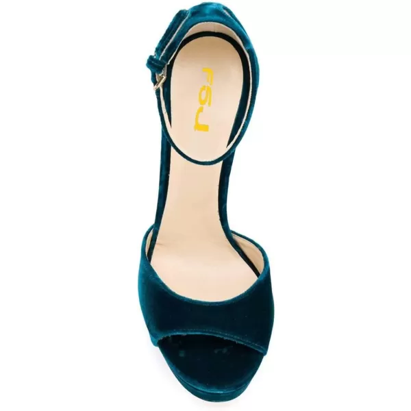 imageFSJ Women Super High Heeled Platform Sandals Peep Toe Sexy Summer Ankle Strap Party Evening Clubbing Shoes Size 415 USDark Cyan
