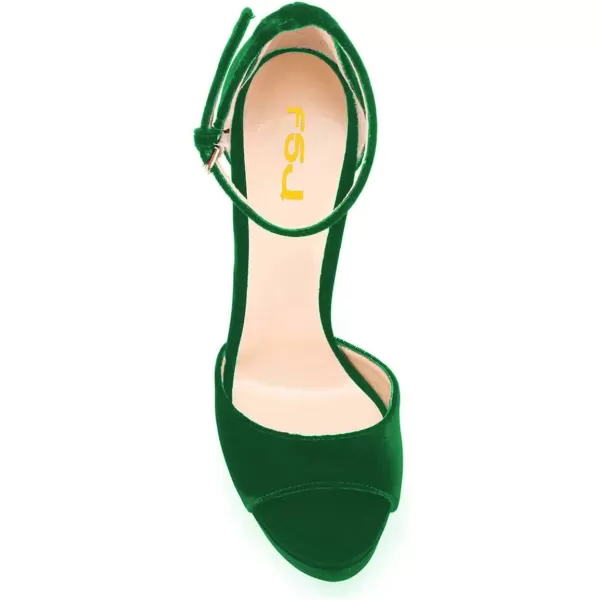 imageFSJ Women Super High Heeled Platform Sandals Peep Toe Sexy Summer Ankle Strap Party Evening Clubbing Shoes Size 415 USGreen