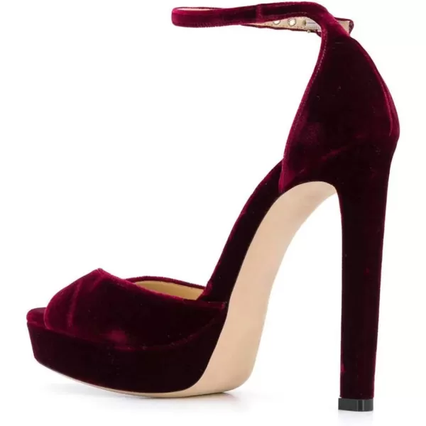 imageFSJ Women Super High Heeled Platform Sandals Peep Toe Sexy Summer Ankle Strap Party Evening Clubbing Shoes Size 415 USMaroon