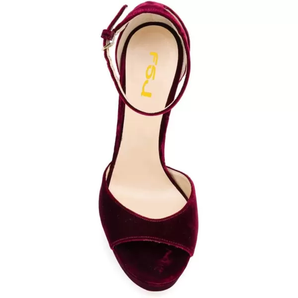 imageFSJ Women Super High Heeled Platform Sandals Peep Toe Sexy Summer Ankle Strap Party Evening Clubbing Shoes Size 415 USMaroon