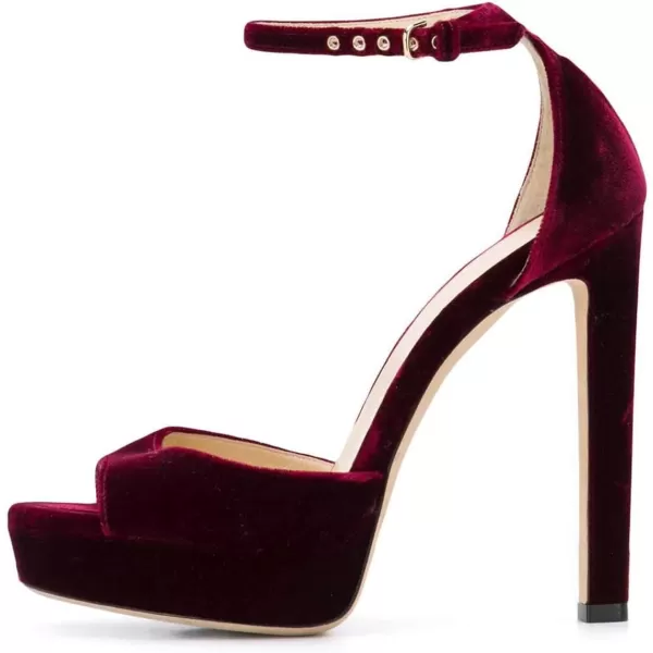 imageFSJ Women Super High Heeled Platform Sandals Peep Toe Sexy Summer Ankle Strap Party Evening Clubbing Shoes Size 415 USMaroon