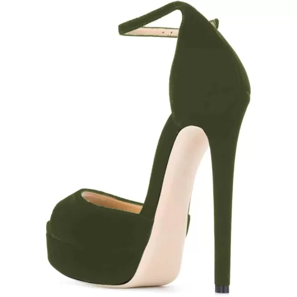 imageFSJ Women Super High Heeled Platform Sandals Peep Toe Sexy Summer Ankle Strap Party Evening Clubbing Shoes Size 415 USOlive