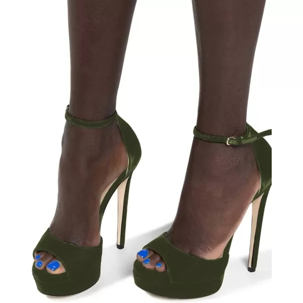 imageFSJ Women Super High Heeled Platform Sandals Peep Toe Sexy Summer Ankle Strap Party Evening Clubbing Shoes Size 415 USOlive