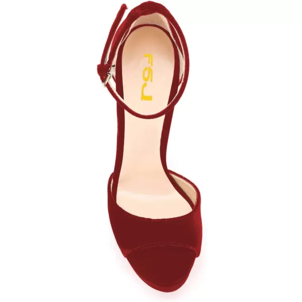 imageFSJ Women Super High Heeled Platform Sandals Peep Toe Sexy Summer Ankle Strap Party Evening Clubbing Shoes Size 415 USRed