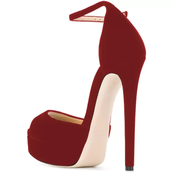 imageFSJ Women Super High Heeled Platform Sandals Peep Toe Sexy Summer Ankle Strap Party Evening Clubbing Shoes Size 415 USRed