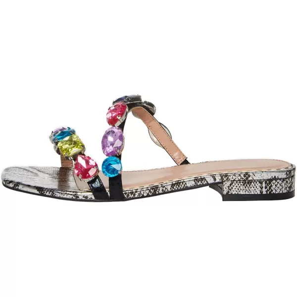 imageFSJ Womens Flat Jeweled Sandals Crystal with Rhinestone Slide Open Toe Casual Slip On Summer Beach Party Bridal Wedding Shoes Size 415 USSnakeskin