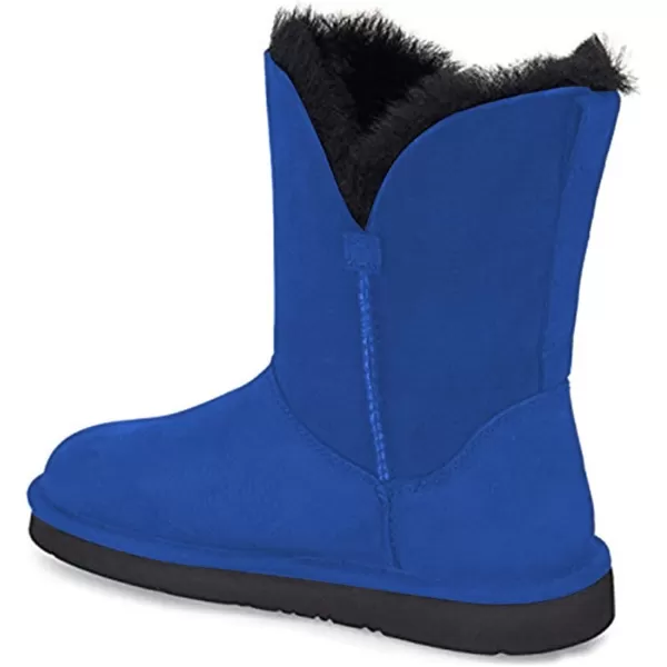 imageFSJ Womens Mid Calf Fully Fur Lined Winter Snow Boot with Chic Buckles Flat Shoe 415 USBlue